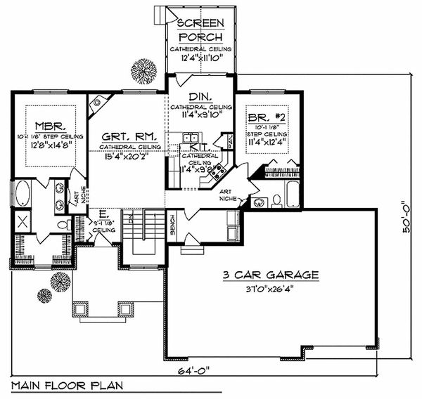 Architectural House Design - Craftsman Floor Plan - Main Floor Plan #70-927