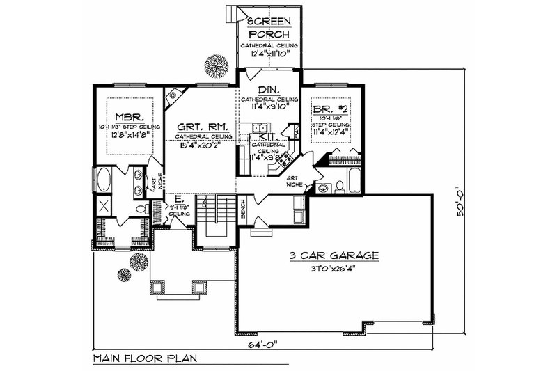Dream House Plan - Floor Plan - Main Floor for Craftsman House Plan #70-927 - 2 bed, 2 bath