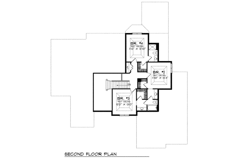 Home Plan - Floor Plan - Upper Floor for European House Plan #70-477 - 4 bed, 3.5 bath
