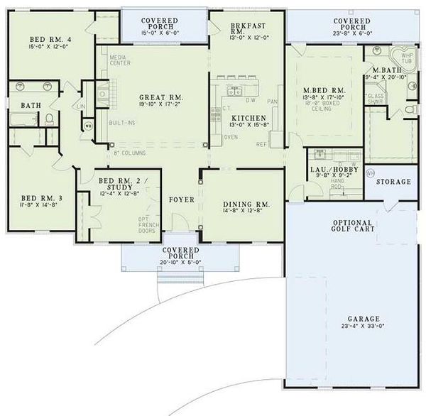 Southern Floor Plan - Main Floor Plan #17-120