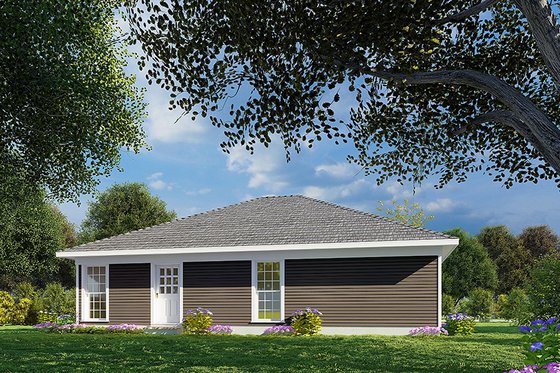 Exterior - Rear Elevation for Ranch House Plan #923-217 - 3 bed, 2 bath