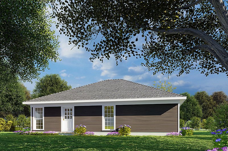 Dream House Plan - Exterior - Rear Elevation for Ranch House Plan #923-217 - 3 bed, 2 bath