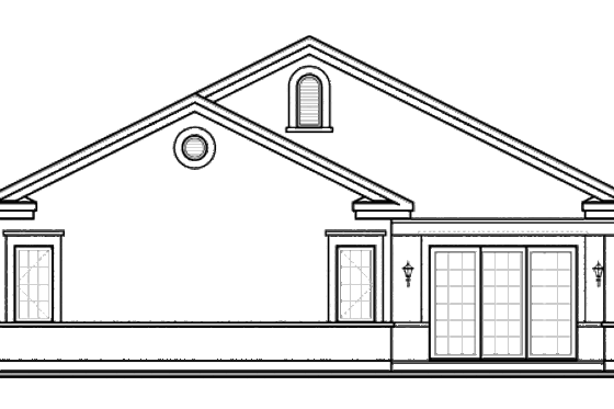 Exterior - Rear Elevation for Mediterranean House Plan #23-2212 - 3 bed, 2 bath