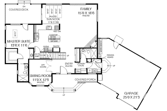 Floor Plan - Main Floor for Traditional House Plan #60-232 - 4 bed, 3 bath