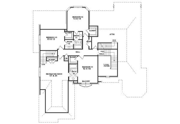 European Floor Plan - Upper Floor Plan #81-400