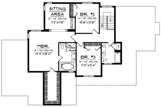 Floor Plan - Upper Floor for Traditional House Plan #70-624 - 3 bed, 2.5 bath