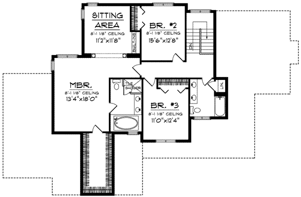 House Blueprint - Traditional Floor Plan - Upper Floor Plan #70-624