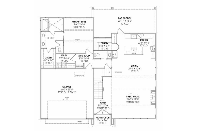 House Design - Floor Plan - Main Floor for Modern House Plan #1096-134 - 3 bed, 2.5 bath
