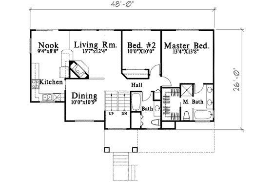 Floor Plan - Main Floor for Traditional House Plan #78-160 - 4 bed, 3 bath