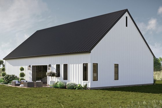 Exterior - Rear Elevation 1 for Barndominium House Plan #455-459 - 2 bed, 2 bath