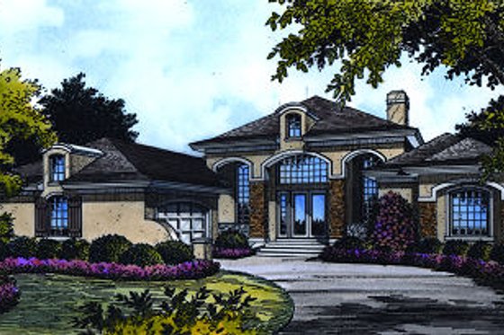 Exterior - Front Elevation for European House Plan #417-359 - 4 bed, 4 bath