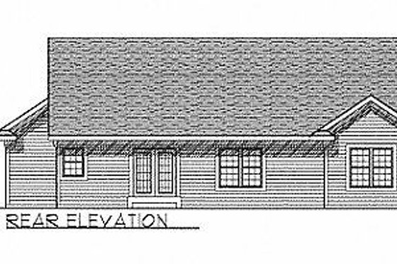 Exterior - Rear Elevation for Traditional House Plan #70-114 - 3 bed, 2 bath