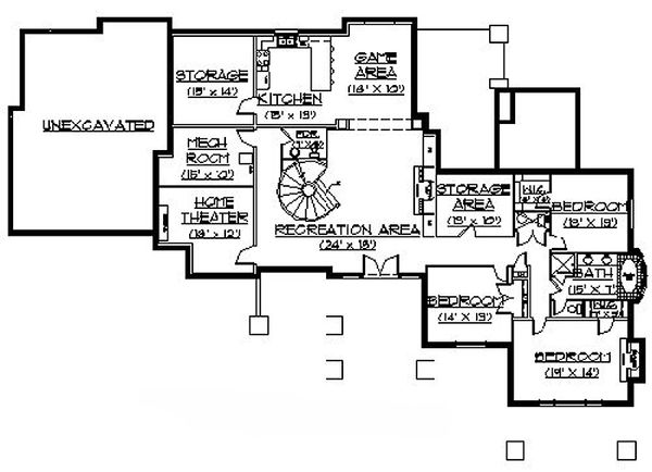 Craftsman Floor Plan - Lower Floor Plan #5-330