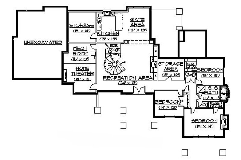 Dream House Plan - Floor Plan - Lower Floor for Craftsman House Plan #5-330 - 5 bed, 4 bath