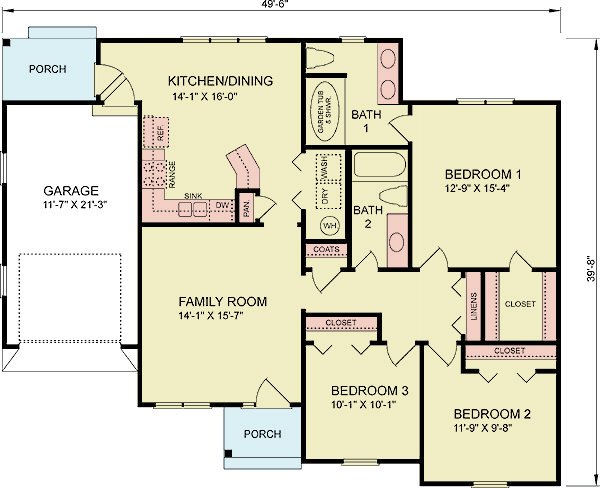 House Blueprint - Traditional Floor Plan - Main Floor Plan #54-617