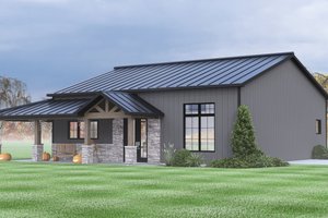 Exterior - Front Elevation 3 for Ranch House Plan #1064-407 - 2 bed, 2 bath