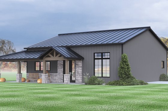 Exterior - Front Elevation 3 for Ranch House Plan #1064-407 - 2 bed, 2 bath