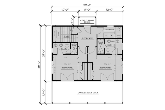 Floor Plan - Main Floor for Cabin House Plan #123-119 - 2 bed, 2.5 bath