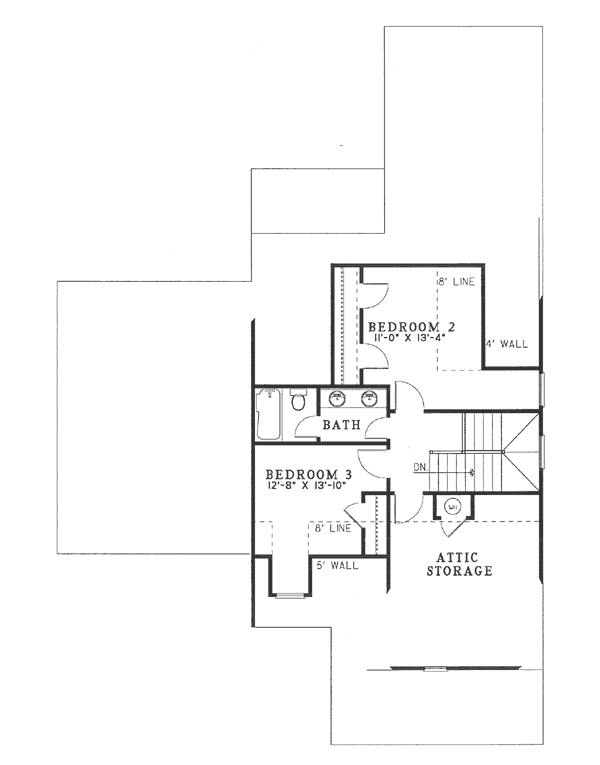 Architectural House Design - Tudor Floor Plan - Upper Floor Plan #17-2076
