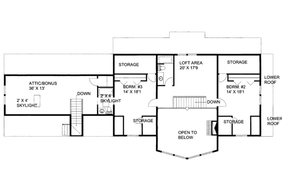 Floor Plan - Upper Floor for Cabin House Plan #117-783 - 3 bed, 3.5 bath
