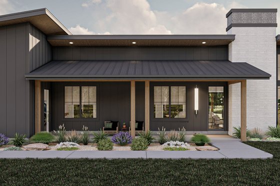 Exterior - Covered Porch for Barndominium House Plan #455-293 - 3 bed, 2.5 bath