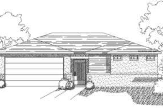 Exterior - Front Elevation for Adobe / Southwestern House Plan #24-196 - 4 bed, 2 bath