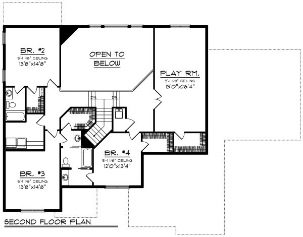 House Plan Design - Craftsman Floor Plan - Upper Floor Plan #70-1289