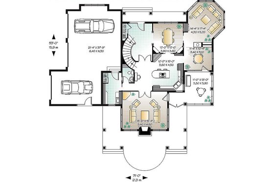 Floor Plan - Main Floor for Traditional House Plan #23-584 - 4 bed, 3.5 bath