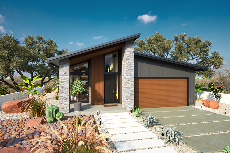 House Blueprint - Exterior - Front Elevation 2 for Contemporary House Plan #48-1217 - 3 bed, 2 bath