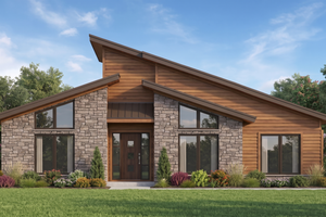 House Plan Design - Exterior - Front Elevation for Modern House Plan #923-518 - 3 bed, 2 bath