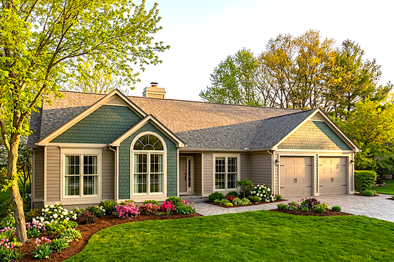 Exterior - Front Elevation for Ranch House Plan #30-153 - 3 bed, 2 bath