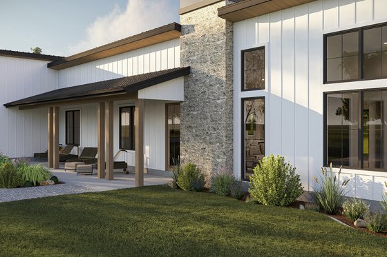 Exterior - Covered Porch for Barndominium House Plan #455-667 - 5 bed, 3.5 bath