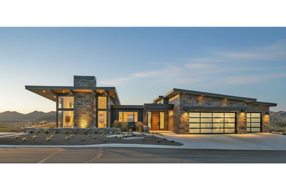 Exterior - Front Elevation 4 for Modern House Plan #892-47 - 3 bed, 3.5 bath