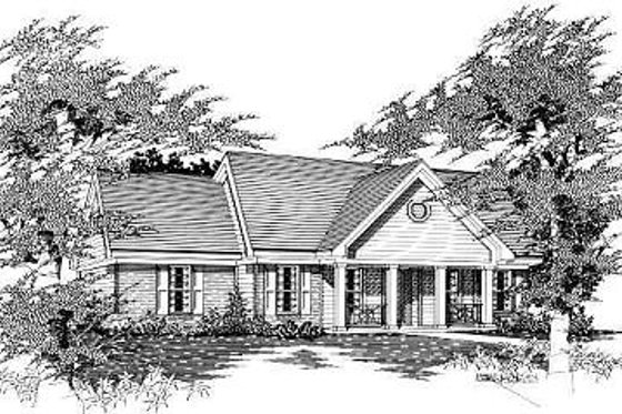 Exterior - Front Elevation for Ranch House Plan #329-171 - 3 bed, 2 bath