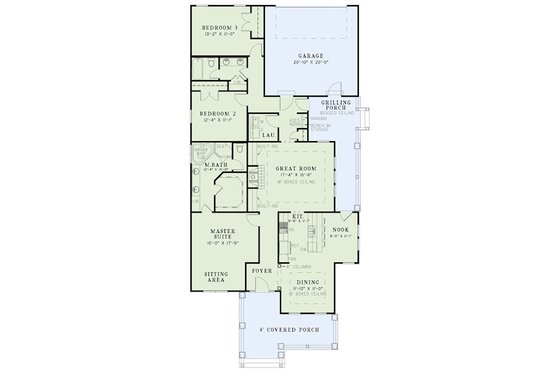 Floor Plan - Main Floor for Bungalow House Plan #17-2410 - 3 bed, 2 bath