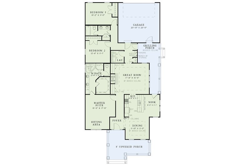 Architectural House Design - Floor Plan - Main Floor for Bungalow House Plan #17-2410 - 3 bed, 2 bath