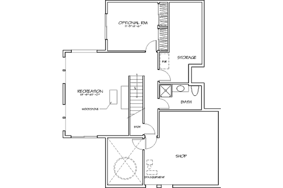 Floor Plan - Lower Floor for Country House Plan #320-455 - 3 bed, 3 bath