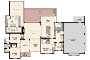 Floor Plan - Main Floor for Traditional House Plan #1081-2 - 4 bed, 3.5 bath