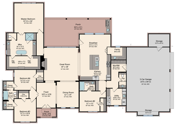 Dream House Plan - Traditional Floor Plan - Main Floor Plan #1081-2