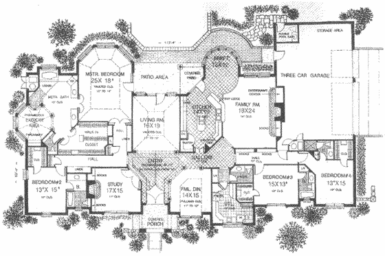 Floor Plan - Main Floor for European House Plan #310-520 - 4 bed, 4.5 bath