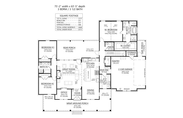 Farmhouse Floor Plan - Main Floor Plan #1074-124