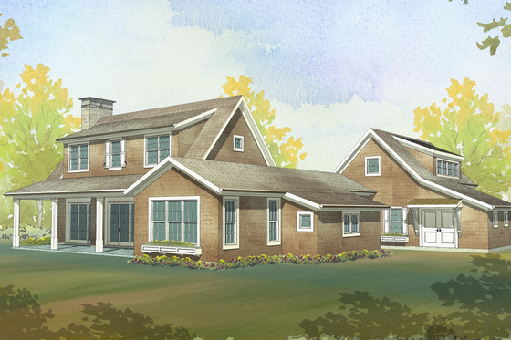 Exterior - Rear Elevation for Farmhouse House Plan #901-158 - 3 bed, 2.5 bath