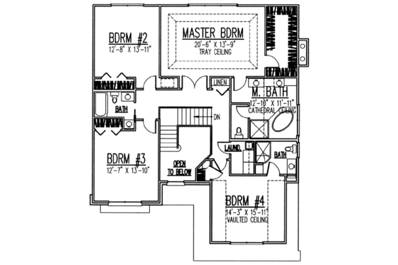 Floor Plan - Upper Floor for Traditional House Plan #9-105 - 4 bed, 3.5 bath