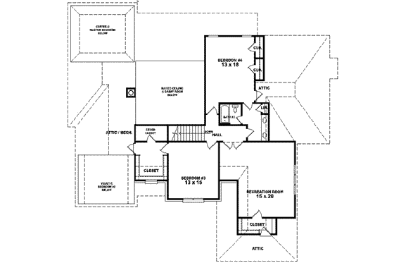 Floor Plan - Upper Floor for European House Plan #81-627 - 4 bed, 3.5 bath
