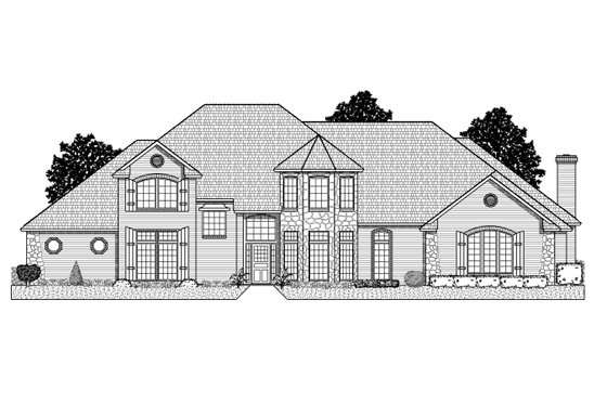 Exterior - Front Elevation for European House Plan #65-220 - 4 bed, 3.5 bath