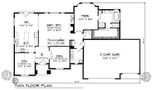 Dream House Plan - Traditional Floor Plan - Main Floor Plan #70-389