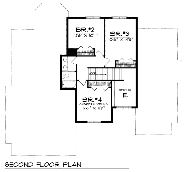 Architectural House Design - Traditional Floor Plan - Upper Floor Plan #70-409