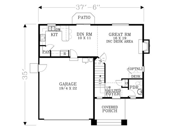 Craftsman Floor Plan - Main Floor Plan #53-525