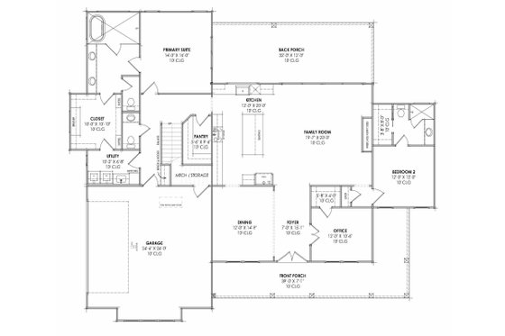 Floor Plan - Main Floor for Farmhouse House Plan #1096-206 - 4 bed, 3.5 bath