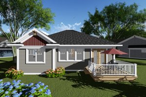 Exterior - Rear Elevation for Craftsman House Plan #70-1259 - 2 bed, 2 bath
